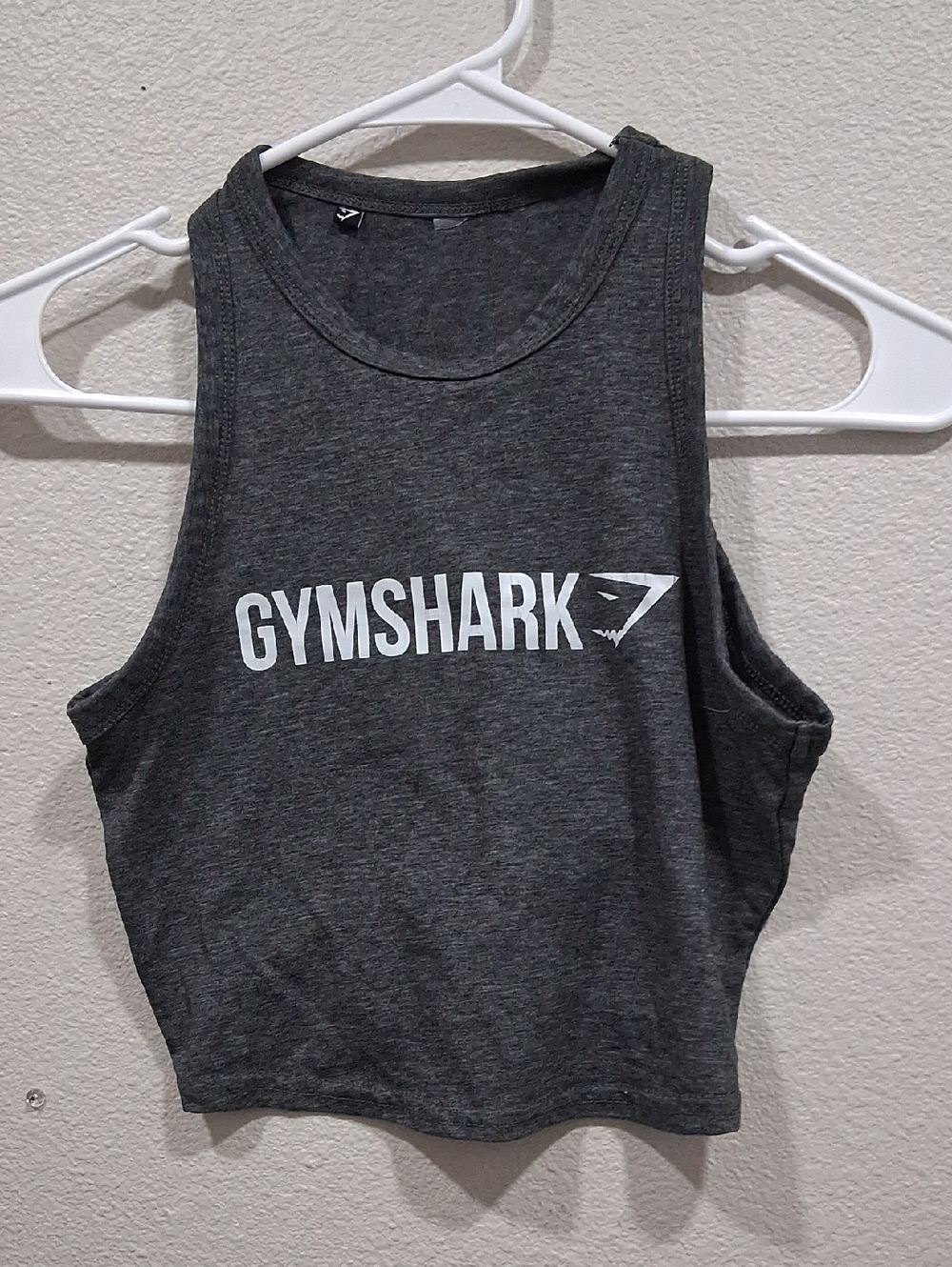 Gymshark Dark Gray Crop Tank with White Logo